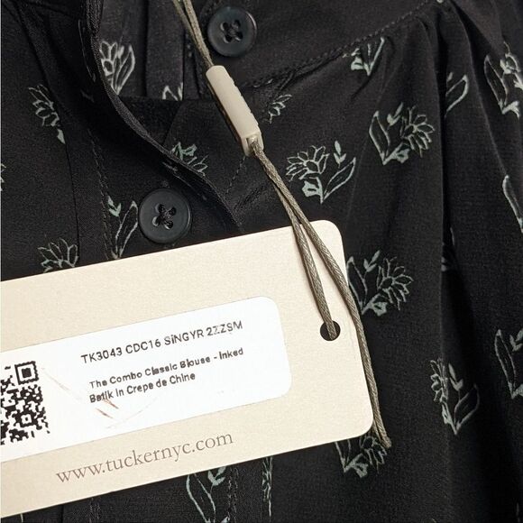 Tucker The Combo Classic Blouse Inked Batik in Crepe de Chine Silk Top Floral - Picture 4 of 7